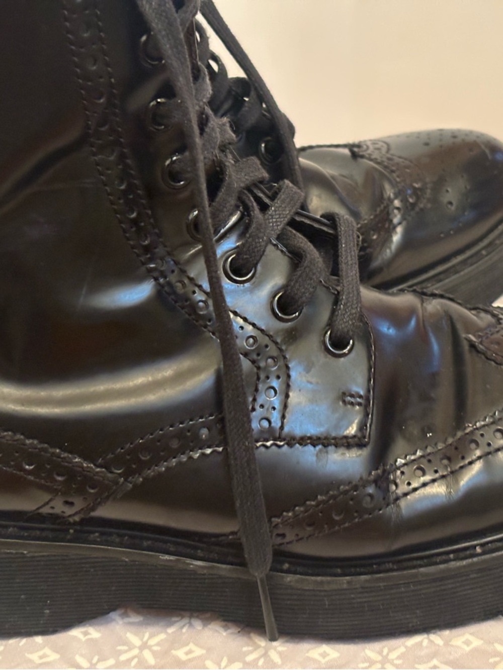 Prada Black Patent Leather Chukka Wingtip Boots - Picture 4 of 8